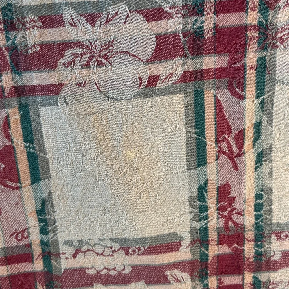 George E Bardwil‎ and Sons Square Tablecloth Red Green Plaid Cotton Jacquard VTG